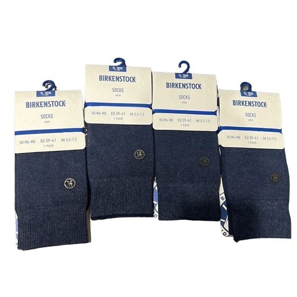 Birkenstock men size 6-8 4 pair of NEW socks light Navy Blue D13 - Picture 1 of 7